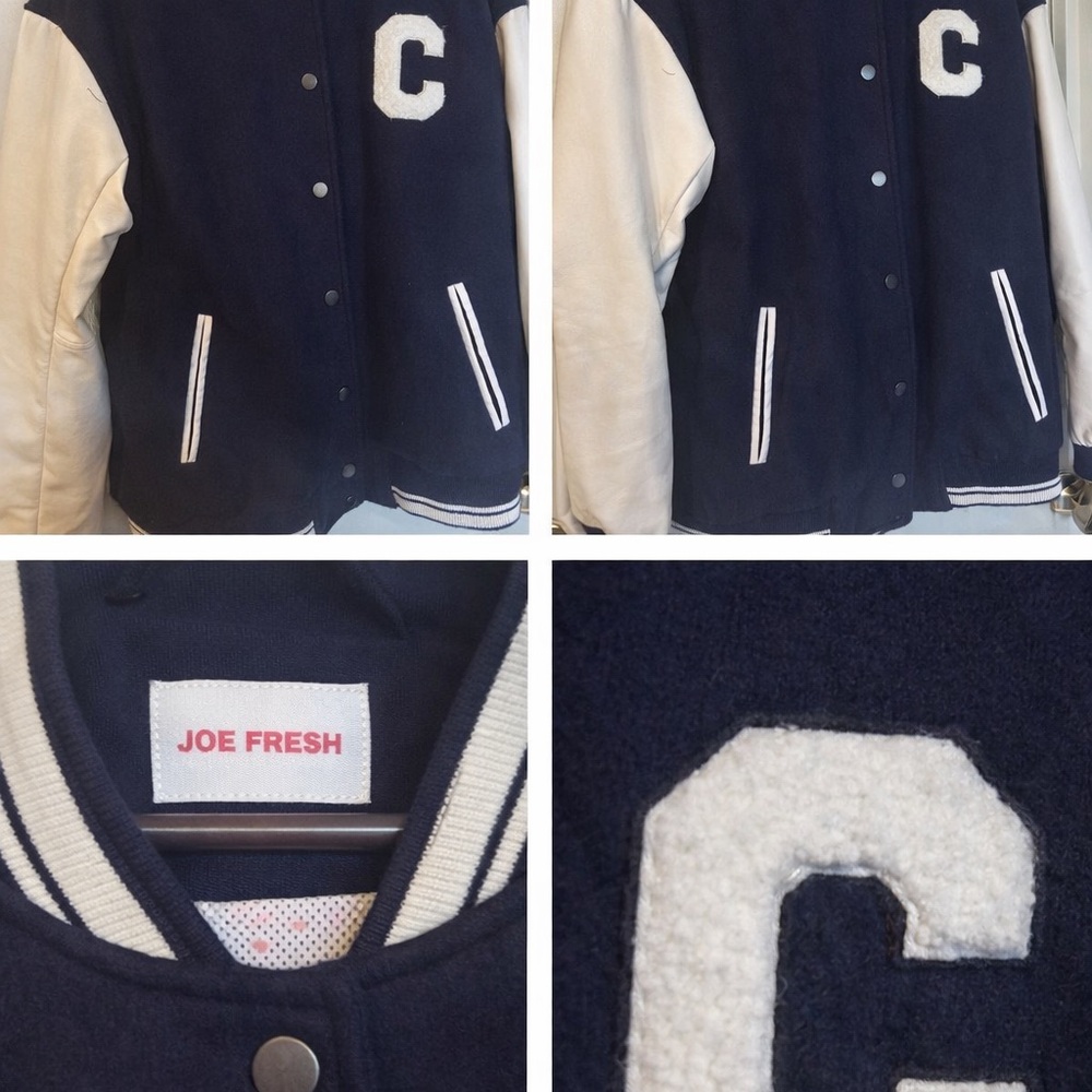 Joe Fresh Dark Blue and White Letterman Jacket